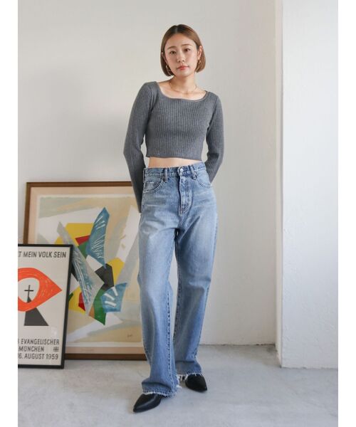 Ungrid(アングリッド)の「ボートネックショートニット(ニット/セーター・レディース・イエロー/ヘザーグレー/チャコールグレー・FREE)」の6枚目の写真