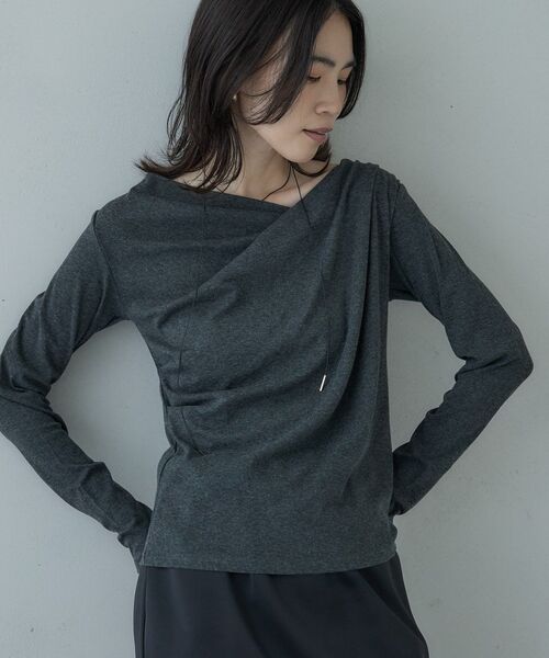 GALLEST（ギャレスト）の「ドレープネックカットソー（Tシャツ/カットソー・レディース・チャコールグレー/ホワイト/ライトブルー・38）」の8枚目の写真