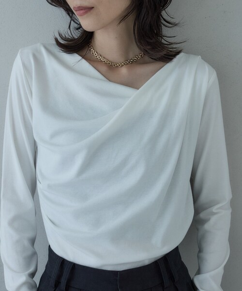 GALLEST（ギャレスト）の「ドレープネックカットソー（Tシャツ/カットソー・レディース・チャコールグレー/ホワイト/ライトブルー・38）」の12枚目の写真