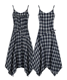 HOOK（フック）の「HOOK for girls　チェック柄 キャミワンピース アシメヘム (SS)（ジャンパースカート）」