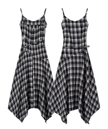 HOOK（フック）の「HOOK for girls　チェック柄 キャミワンピース アシメヘム (SS)（ジャンパースカート）」