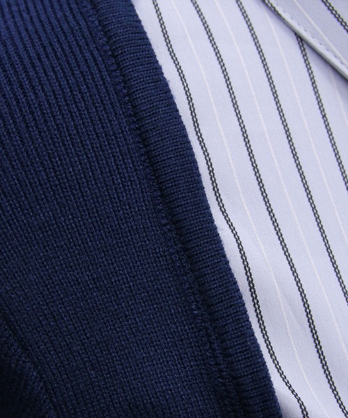 clear（クリア）の「ニットドッキングシャツミニワンピース［韓国ファッション ガーリー］（ワンピース・レディース・ネイビー/ブラック・F）」の15枚目の写真