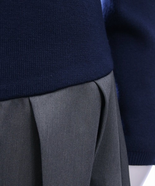 clear（クリア）の「ニットドッキングシャツミニワンピース［韓国ファッション ガーリー］（ワンピース・レディース・ネイビー/ブラック・F）」の13枚目の写真