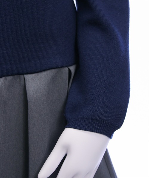 clear（クリア）の「ニットドッキングシャツミニワンピース［韓国ファッション ガーリー］（ワンピース・レディース・ネイビー/ブラック・F）」の14枚目の写真