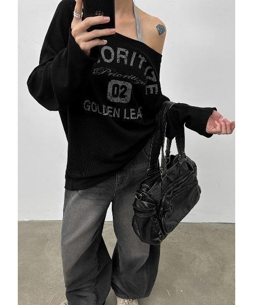 BLACKUP（ブラックアップ）の「[MADE] コジティプリントオーバーフィット長袖Tシャツ（Tシャツ/カットソー・レディース・グレー/ブラック・FREE）」の9枚目の写真