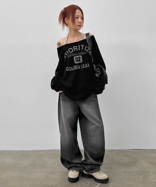 BLACKUP（ブラックアップ）の「[MADE] コジティプリントオーバーフィット長袖Tシャツ（Tシャツ/カットソー・レディース・グレー/ブラック・FREE）」の13枚目の写真