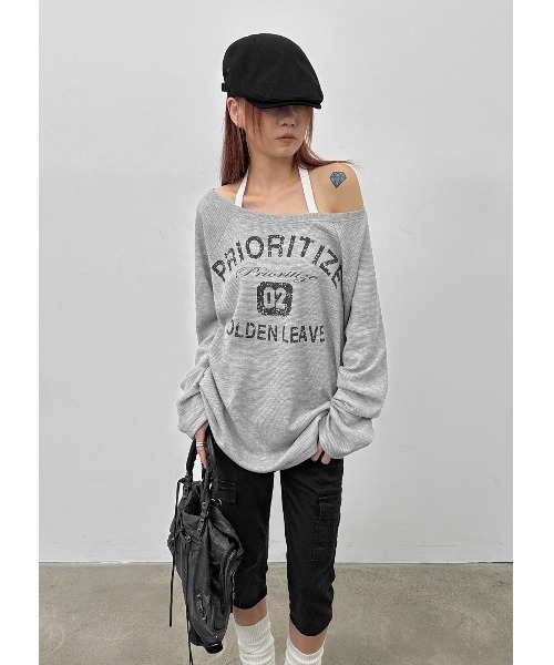 BLACKUP（ブラックアップ）の「[MADE] コジティプリントオーバーフィット長袖Tシャツ（Tシャツ/カットソー・レディース・グレー/ブラック・FREE）」の17枚目の写真