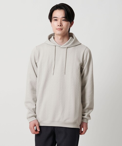 A DAY IN THE LIFE UNITED ARROWS(アデイインザライフユナイテッドアローズ)の「バウンシー ケーブルジャガード パーカー<A DAY IN THE LIFE>(パーカー・メンズ・ダークグリーン/ブラック/ライトグレー・M/L)」の4枚目の写真