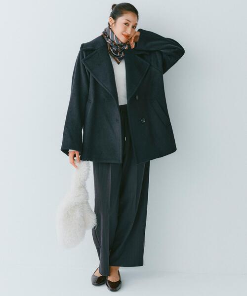 OPAQUE.CLIP（オペークドットクリップ）の「ピンストライプイージーワイドパンツ【吸湿発熱/ストレッチ/洗濯機OK】（その他パンツ・レディース・ネイビー系2/チャコール・36/38/40/42）」の3枚目の写真