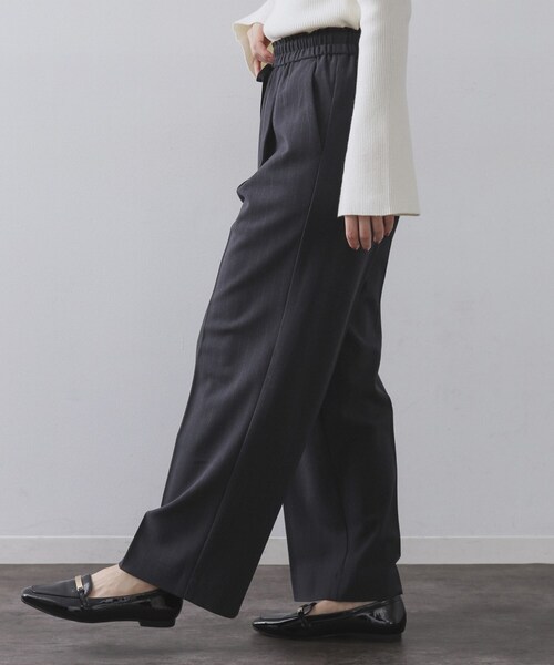 OPAQUE.CLIP（オペークドットクリップ）の「ピンストライプイージーワイドパンツ【吸湿発熱/ストレッチ/洗濯機OK】（その他パンツ・レディース・ネイビー系2/チャコール・36/38/40/42）」の8枚目の写真