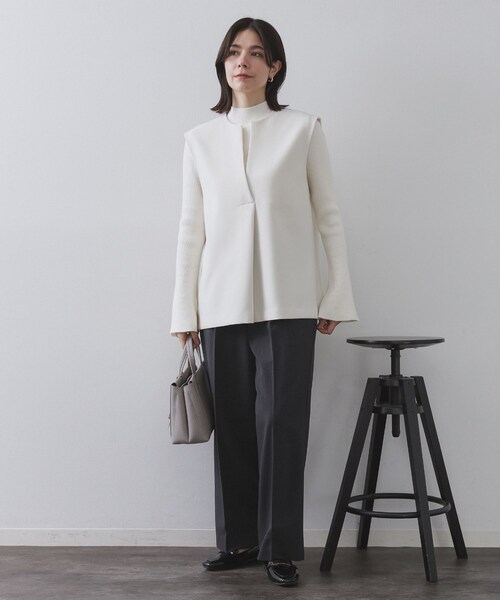 OPAQUE.CLIP（オペークドットクリップ）の「ピンストライプイージーワイドパンツ【吸湿発熱/ストレッチ/洗濯機OK】（その他パンツ・レディース・ネイビー系2/チャコール・36/38/40/42）」の9枚目の写真