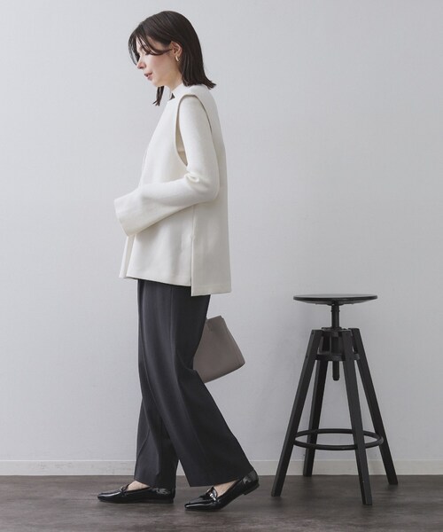 OPAQUE.CLIP（オペークドットクリップ）の「ピンストライプイージーワイドパンツ【吸湿発熱/ストレッチ/洗濯機OK】（その他パンツ・レディース・ネイビー系2/チャコール・36/38/40/42）」の10枚目の写真