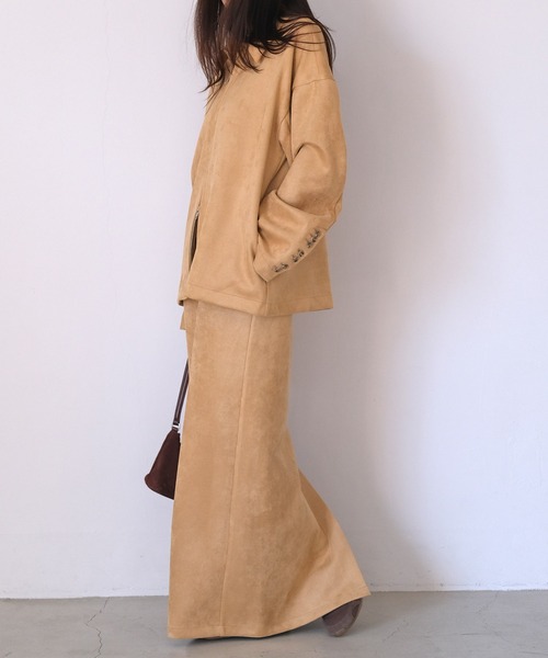 AKTE（アクテ）の「フェイクスウェードシャツジャケット（その他アウター・レディース・ベージュ/オリーブ・1/2）」の7枚目の写真