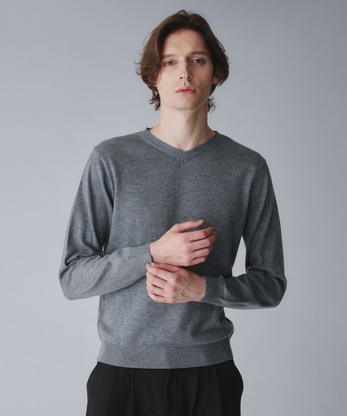 Regen Glanz（レーゲングランツ）の「wool blend vneck cropped knit/ウールブレンドクロップドVネックニット（ニット/セーター・メンズ・オフホワイト/グレー/ブラック/ネイビー/ワインレッド/ダークブラウン・SMALL/LARGE/MEDIUM）」の14枚目の写真