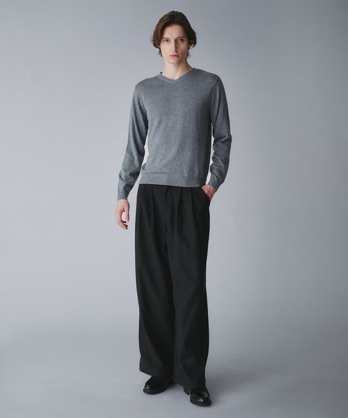 Regen Glanz（レーゲングランツ）の「wool blend vneck cropped knit/ウールブレンドクロップドVネックニット（ニット/セーター・メンズ・オフホワイト/グレー/ブラック/ネイビー/ワインレッド/ダークブラウン・SMALL/LARGE/MEDIUM）」の16枚目の写真
