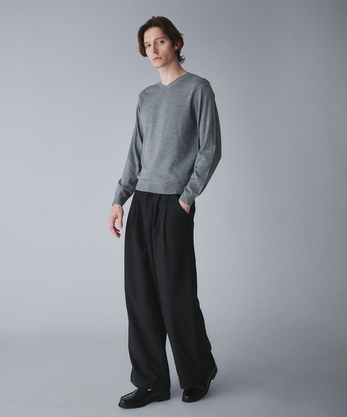 Regen Glanz（レーゲングランツ）の「wool blend vneck cropped knit/ウールブレンドクロップドVネックニット（ニット/セーター・メンズ・オフホワイト/グレー/ブラック/ネイビー/ワインレッド/ダークブラウン・SMALL/LARGE/MEDIUM）」の20枚目の写真