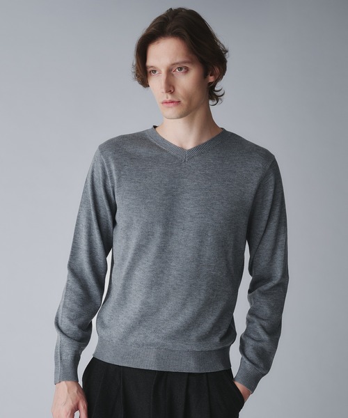 Regen Glanz（レーゲングランツ）の「wool blend vneck cropped knit/ウールブレンドクロップドVネックニット（ニット/セーター・メンズ・オフホワイト/グレー/ブラック/ネイビー/ワインレッド/ダークブラウン・SMALL/LARGE/MEDIUM）」の12枚目の写真