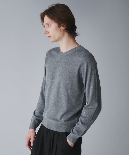 Regen Glanz（レーゲングランツ）の「wool blend vneck cropped knit/ウールブレンドクロップドVネックニット（ニット/セーター・メンズ・オフホワイト/グレー/ブラック/ネイビー/ワインレッド/ダークブラウン・SMALL/LARGE/MEDIUM）」の15枚目の写真
