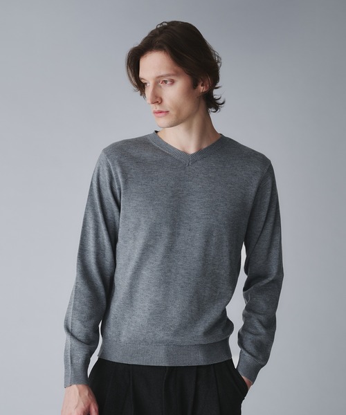 Regen Glanz（レーゲングランツ）の「wool blend vneck cropped knit/ウールブレンドクロップドVネックニット（ニット/セーター・メンズ・オフホワイト/グレー/ブラック/ネイビー/ワインレッド/ダークブラウン・SMALL/LARGE/MEDIUM）」の13枚目の写真