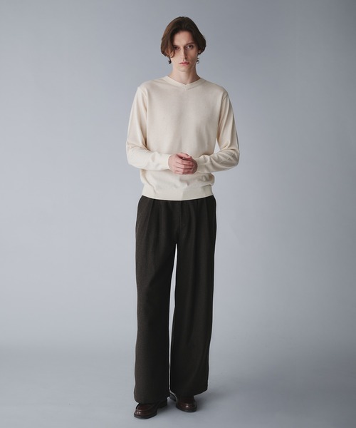 Regen Glanz（レーゲングランツ）の「wool blend vneck cropped knit/ウールブレンドクロップドVネックニット（ニット/セーター・メンズ・オフホワイト/グレー/ブラック/ネイビー/ワインレッド/ダークブラウン・SMALL/LARGE/MEDIUM）」の10枚目の写真