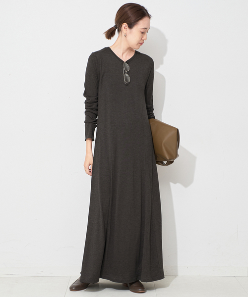 ウール混ジャージーフレアワンピース　グレー　スローブイエナ セール】ウール混ジャージーフレアワンピース（ワンピース）｜SLOBE
