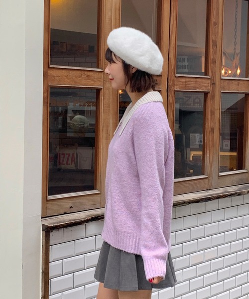 Teem Store(チームストア)の「ダブルジップバイカラーニットジャケット(カーディガン/ボレロ・レディース・グレー/アイボリー/パープル・F)」の19枚目の写真
