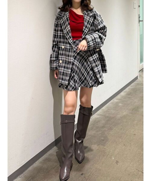 MERCURYDUO（マーキュリーデュオ）の「アシメドレープコンパクトニット（ニット/セーター・レディース・ネイビー/ライトグレー/レッド/オフホワイト・FREE）」の20枚目の写真