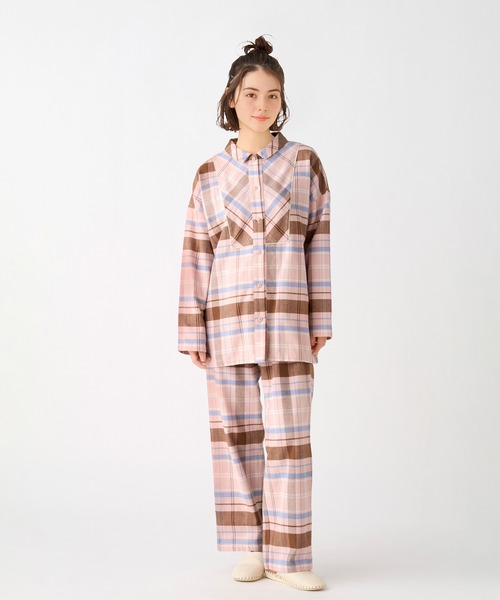 キッドブルー -25ネルチェック -長袖パジャマ -KNCK544 -kidblue