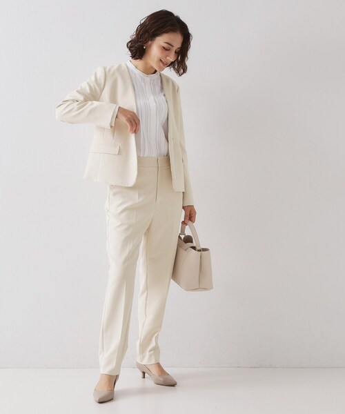 OPAQUE.CLIP（オペークドットクリップ）の「≪通勤・セレモニー/セットアップ対応≫ パイピングVネックジャケット【洗濯機OK】（ノーカラージャケット・レディース・ライトベージュ/ブラック/ネイビー・36/34/42/40/38）」の12枚目の写真