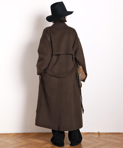 ▼美品✨エブリデイアイライク ダブルフェイス ベルテッド ガウンコート ウール 7777100000035395-3.jpg