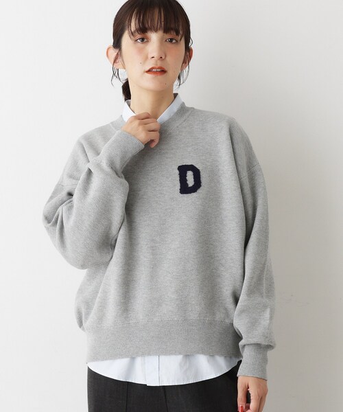 Dessin(デッサン)の「【洗える】Dサガラ刺繍ワッペン付きニット(ニット/セーター・レディース・グレー/オフホワイト/ワインレッド・00/01/02/03)」の6枚目の写真