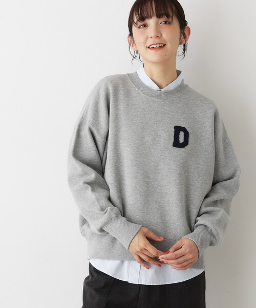 Dessin(デッサン)の「【洗える】Dサガラ刺繍ワッペン付きニット(ニット/セーター・レディース・グレー/オフホワイト/ワインレッド・00/01/02/03)」の7枚目の写真