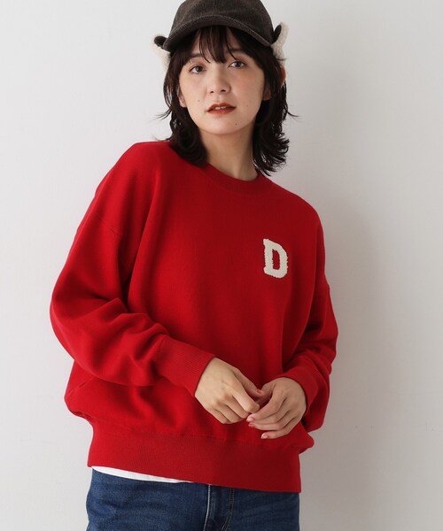 Dessin(デッサン)の「【洗える】Dサガラ刺繍ワッペン付きニット(ニット/セーター・レディース・グレー/オフホワイト/ワインレッド・00/01/02/03)」の10枚目の写真