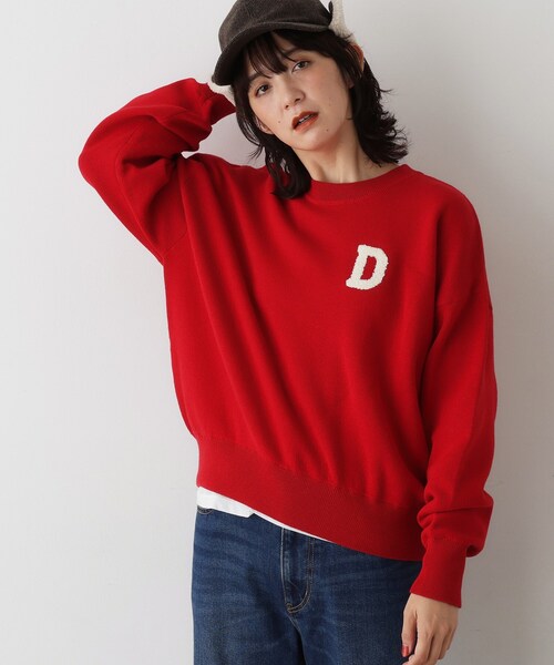 Dessin(デッサン)の「【洗える】Dサガラ刺繍ワッペン付きニット(ニット/セーター・レディース・グレー/オフホワイト/ワインレッド・00/01/02/03)」の11枚目の写真