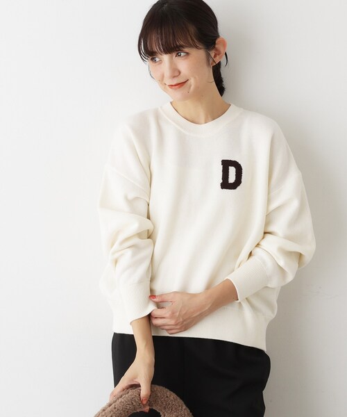 Dessin(デッサン)の「【洗える】Dサガラ刺繍ワッペン付きニット(ニット/セーター・レディース・グレー/オフホワイト/ワインレッド・00/01/02/03)」の14枚目の写真