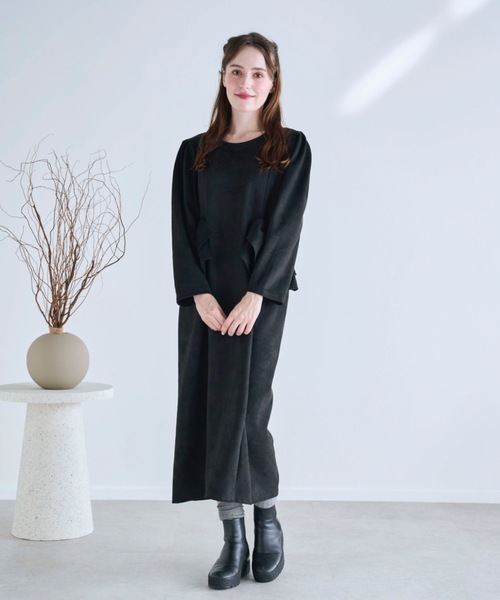 M y u（ミュー）の「BIG FRILL Pocket One-piece ロング丈（ワンピース・レディース・ブラック/グレー・FREE）」の18枚目の写真