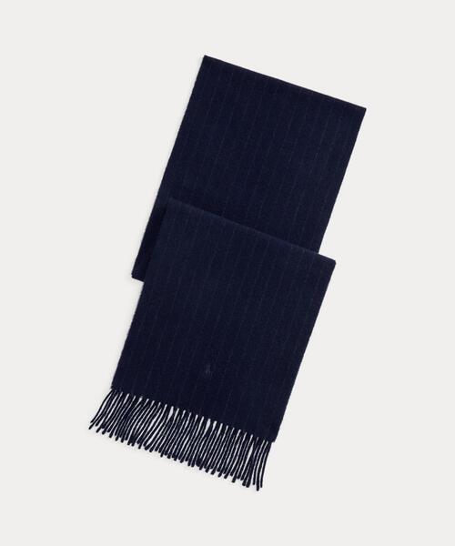 チョークストライプ カシミヤウール スカーフ（マフラー）｜POLO RALPH