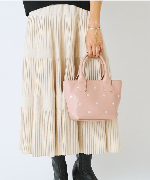 BEARDSLEY(ビアズリー)の「《本革》ドット刺繍バッグ/小(トートバッグ・レディース・ブラック/グレー系その他/ピンク・SMALL)」の3枚目の写真