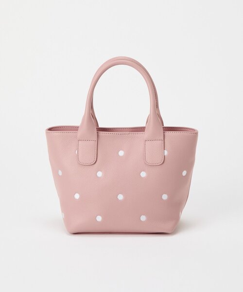 BEARDSLEY(ビアズリー)の「《本革》ドット刺繍バッグ/小(トートバッグ・レディース・ブラック/グレー系その他/ピンク・SMALL)」の6枚目の写真