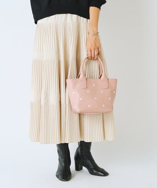 BEARDSLEY（ビアズリー）の「《本革》ドット刺繍バッグ/小（トートバッグ・レディース・ブラック/グレー系その他/ピンク・SMALL）」の4枚目の写真