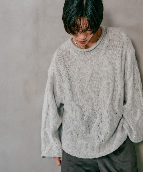 LEPSIM(レプシィム)の「3ゲージニュアンスケーブルプルオーバー 595357(ニット/セーター・レディース・ライトグレー/チャコールグレー/ライトグリーン/ブラウン・FREE)」の8枚目の写真