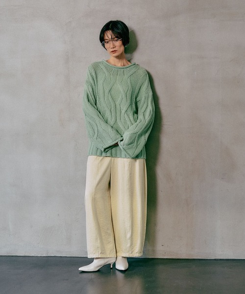 LEPSIM(レプシィム)の「3ゲージニュアンスケーブルプルオーバー 595357(ニット/セーター・レディース・ライトグレー/チャコールグレー/ライトグリーン/ブラウン・FREE)」の18枚目の写真