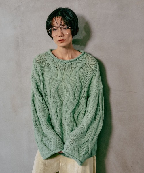 LEPSIM(レプシィム)の「3ゲージニュアンスケーブルプルオーバー 595357(ニット/セーター・レディース・ライトグレー/チャコールグレー/ライトグリーン/ブラウン・FREE)」の19枚目の写真