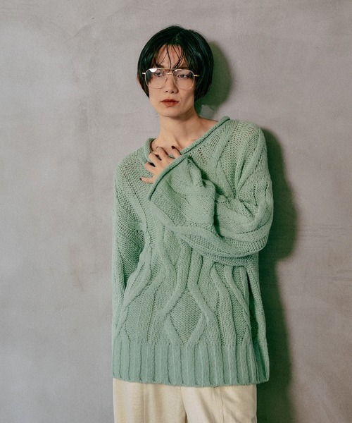 LEPSIM(レプシィム)の「3ゲージニュアンスケーブルプルオーバー 595357(ニット/セーター・レディース・ライトグレー/チャコールグレー/ライトグリーン/ブラウン・FREE)」の20枚目の写真