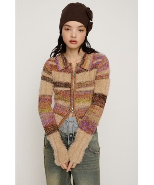 SLY(スライ)の「SHAGGY MIX FRONT ZIP TOPS シャギーミックス フロントジップ トップス 秋服 冬服(ニット/セーター・レディース・ホワイト系その他2/ベージュ系その他/ブルー系その他/グレー系その他2・FREE)」の19枚目の写真