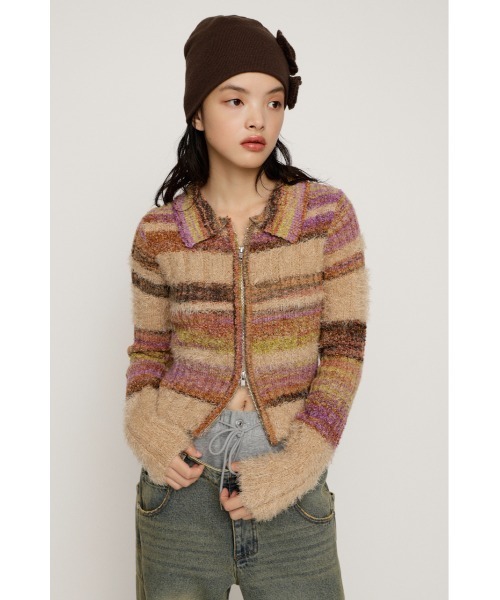 SLY(スライ)の「SHAGGY MIX FRONT ZIP TOPS シャギーミックス フロントジップ トップス 秋服 冬服(ニット/セーター・レディース・ホワイト系その他2/ベージュ系その他/ブルー系その他/グレー系その他2・FREE)」の21枚目の写真