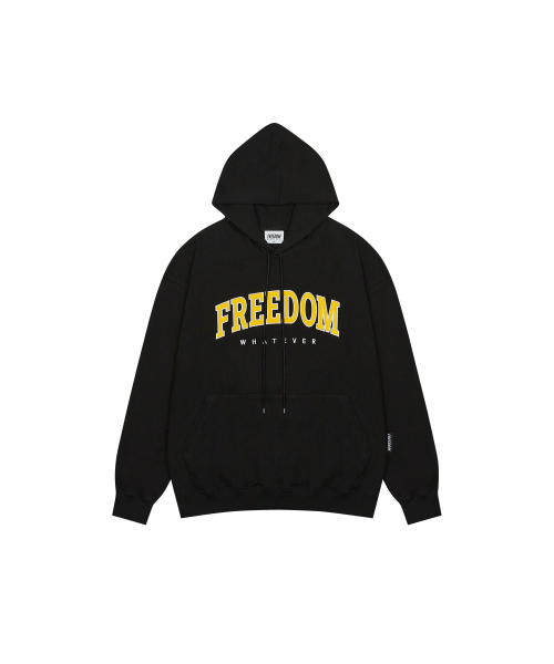 FREEDOM(フリーダム)の「ワットエバー アプリケ フードパーカー (ブラック/イエロー)(パーカー・メンズ・その他・LARGE/X-LARGE)」の1枚目の写真
