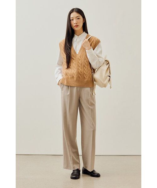 MUSINSA STANDARD WOMAN（ムシンサスタンダードウーマン）の「ウィメンズウエストバンドレスワイドスラックス[ライトベージュ]（スラックス・レディース・その他・34/32/30/31/24/25/26/27/28/29）」の12枚目の写真