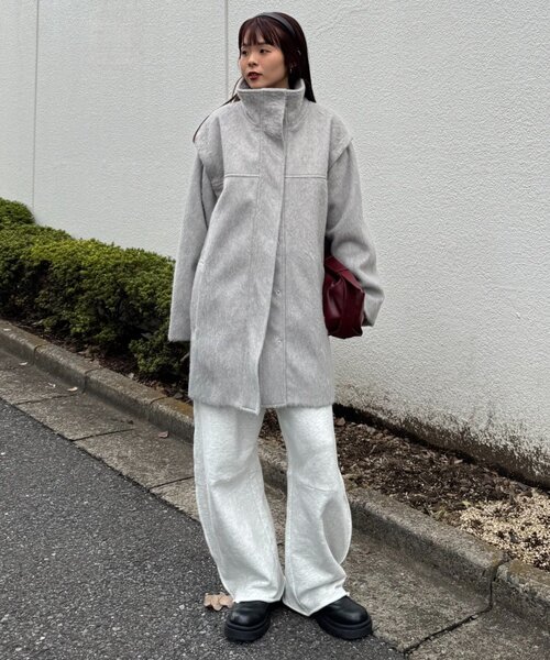 高見え&着映え】シャギー袖取り外しスタンドハーフコート（その他