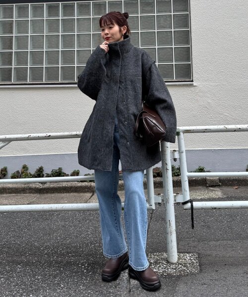 高見え&着映え】シャギー袖取り外しスタンドハーフコート（その他